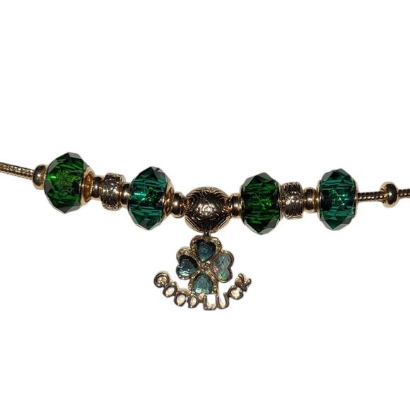 Napier Good Luck Charm Bracelet 7.5 in Green Four Leaf Clover St Patricks Day - Picture 5 of 5